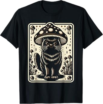 Cottagecore Aesthetic Cat With Mushroom Hat Cottage Core T-Shirt for Men Women Kids