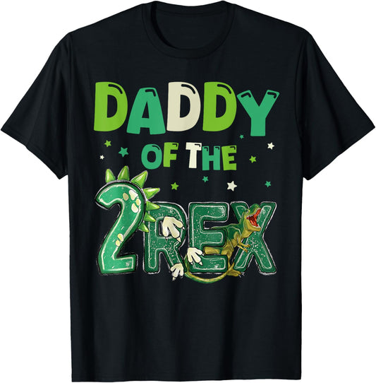 Daddy of the Two Rex Birthday Dinosaur Family Matching T-Shirt