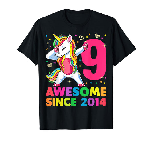 9 Years Old Unicorn Dabbing 9th Birthday Girl Unicorn Party T-Shirt