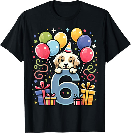 Dog 6th birthday boy girl 6 years old sixth six Dog T-Shirt