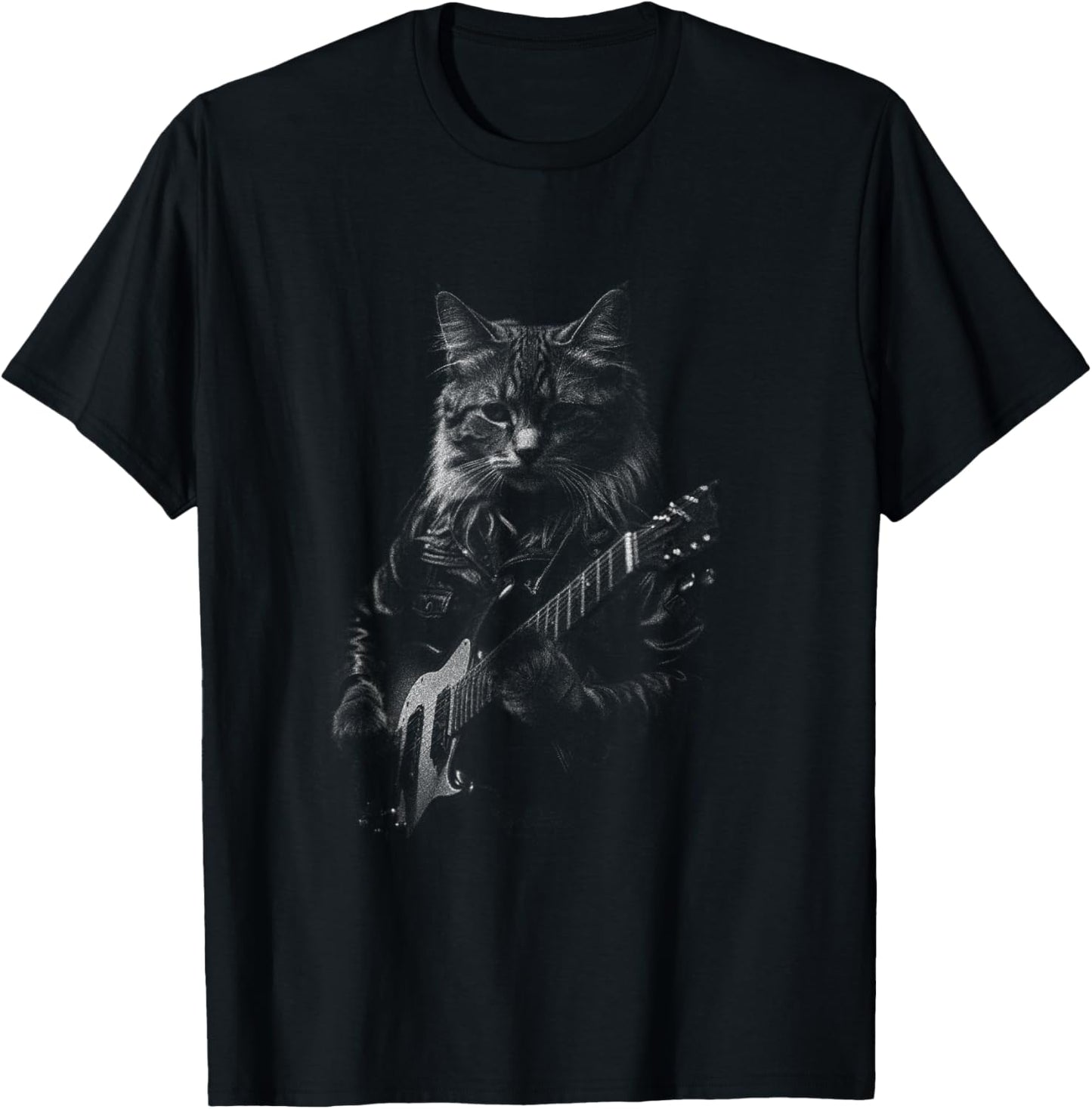 Rock And Roll Band Rock Cat Playing Guitar Funny Guitar Cat T-Shirt