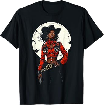Black African America Cowgirl Western Rodeo Country Texas T-Shirt