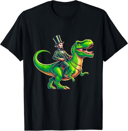 Funny Abraham Lincoln Riding Dinosaur T-Shirt