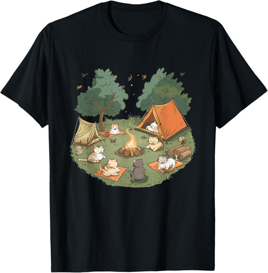 Cats Camping Adventure for a great Nature Experience T-Shirt
