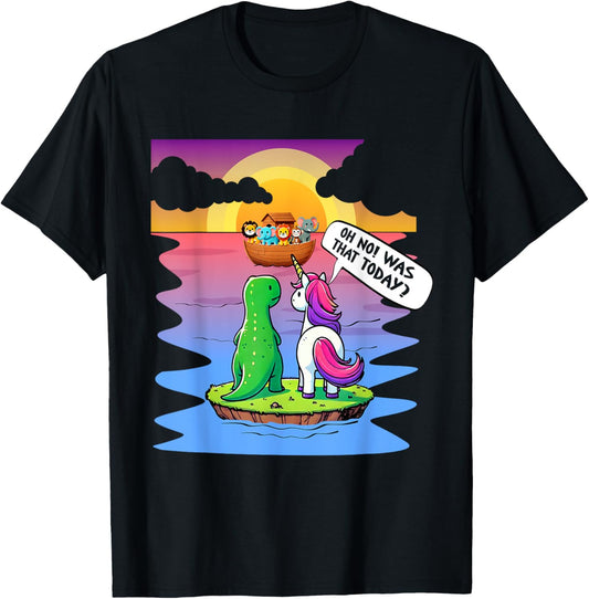 Noah Ark Unicorn Dinosaur Lover Christian Jesus Catholics T-Shirt