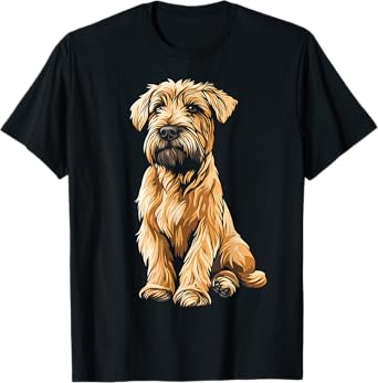 Soft Coated Wheaten Terrier Dog Motif Pet Artwork T-Shirt