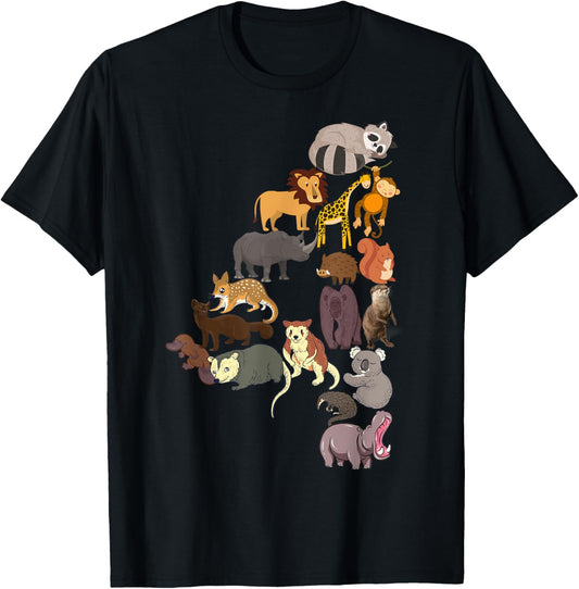 Fun 4th Birthday Safari Zoo Animals Figures Kids 4 Year Old T-Shirt