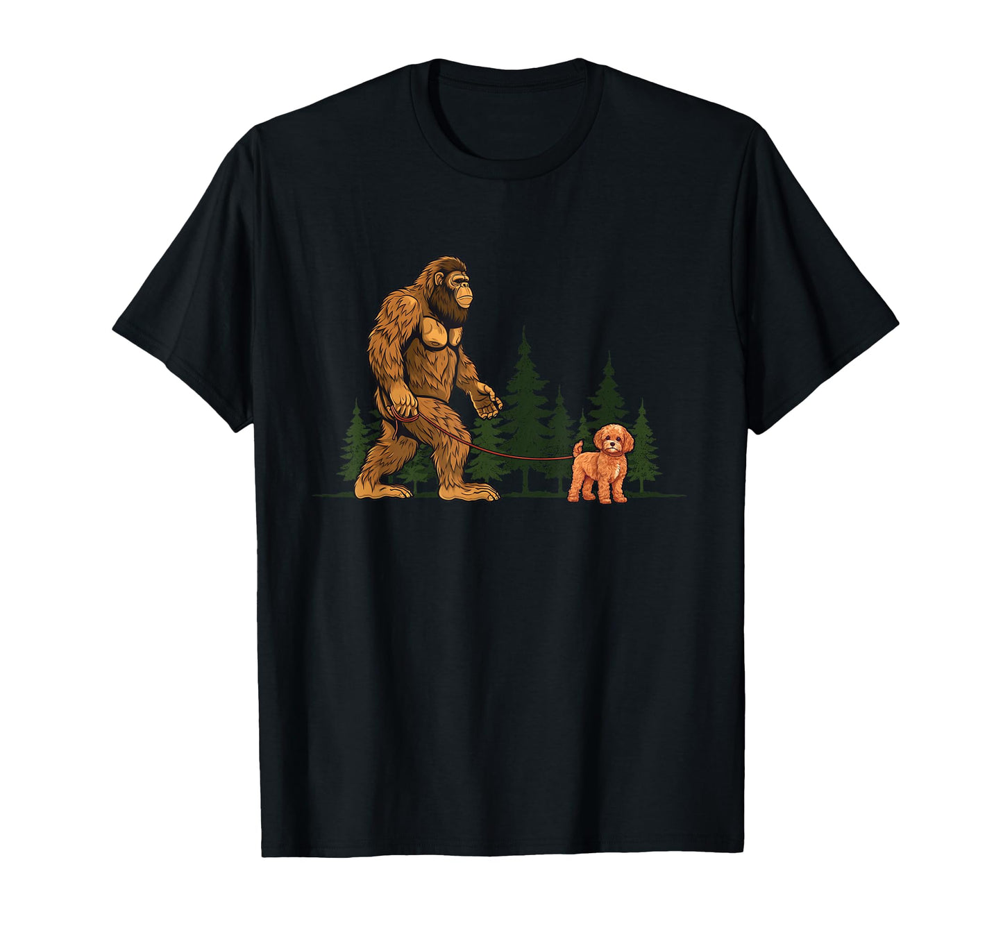 Funny Cavapoo Bigfoot Dog Walking Dog Mom Dad Kids T-Shirt