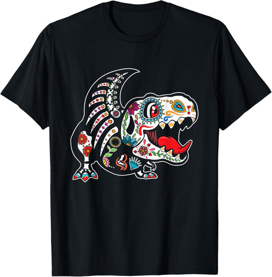 Calavera T-Rex Dia De Los Muertos Dinosaur Halloween T-Shirt