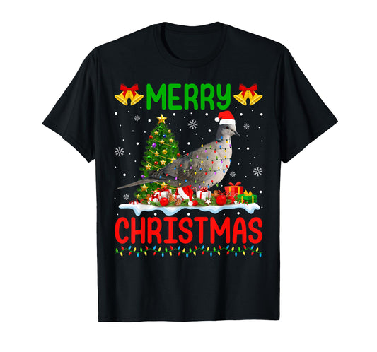 Xmas Dove Bird Lighting Santa Merry Christmas Mourning Dove T-Shirt
