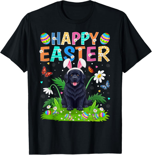 Newfoundland Dog Happy Easter Egg Hunt Bunny Ear Easter T-Shirt