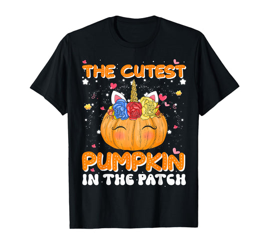The Cutest Pumpkin In The Patch Unicorn Pumpkin Halloween T-Shirt