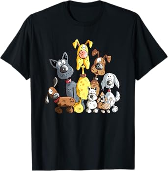 Colorful Dog Team I Dog Cartoon Dog Mom Dad Dog Lover T-Shirt