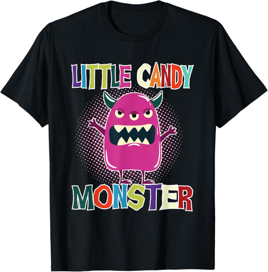 Funny Cute Pink Little Candy Monster Kids Halloween T-Shirt