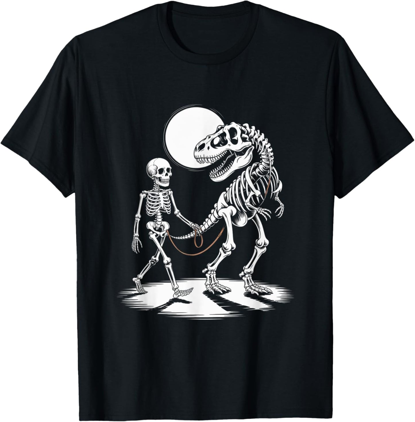Skeleton Riding Dinosaur T Rex Halloween Trick or Roar T-Shirt