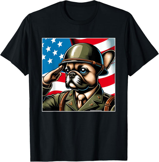 4th Of July US Flag Salute French Bulldog T-Shirt