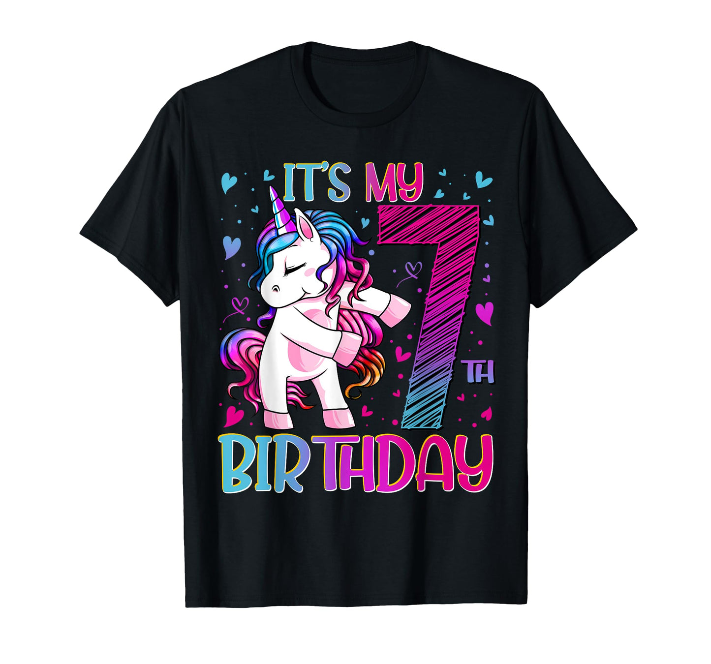 7 Year Old Gifts Unicorn Flossing 7th Birthday Girl Party T-Shirt
