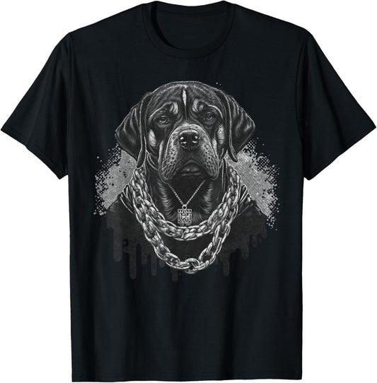 Funny Gangster Rottweiler Hip Hop Dog Design Men Women Kids T-Shirt