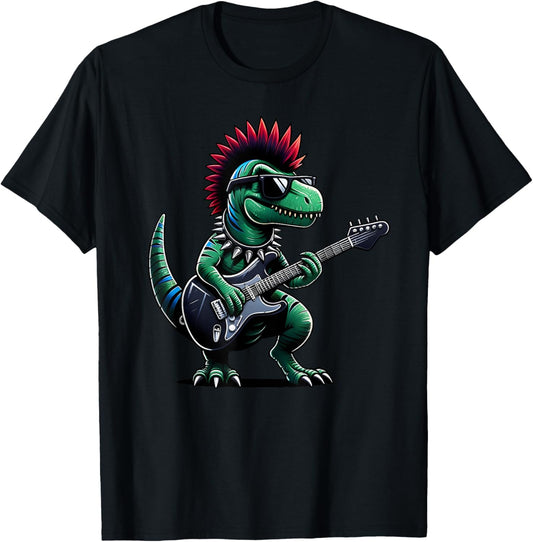 Cute Punk Dinosaur, Rock'n Roll Goth Dino, Guitar Band Funny T-Shirt