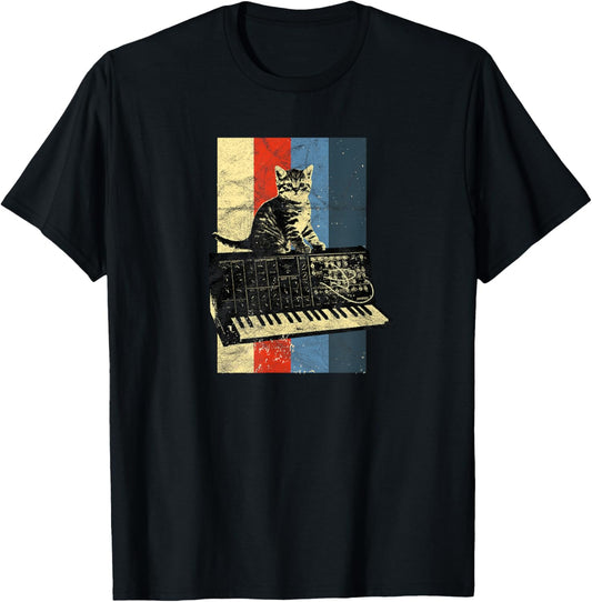 Synthesizer & Cat Vintage Analog - Synth Techno T-Shirt T-Shirt