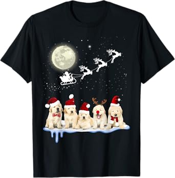 Golden Retriever Puppy Christmas Santa T-Shirt