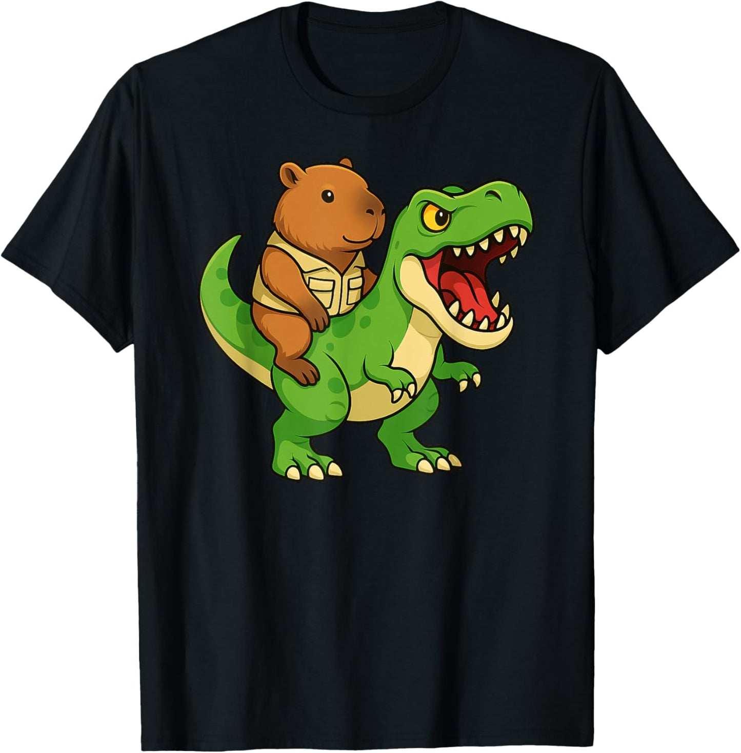 Funny Capybara Animal Lover Trex Dinosaur Zoo Boy Girls Kids T-Shirt