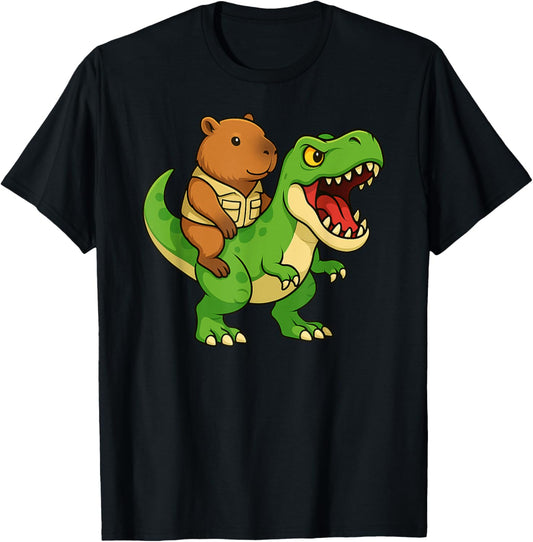 Funny Capybara Animal Lover Trex Dinosaur Zoo Boy Girls Kids T-Shirt