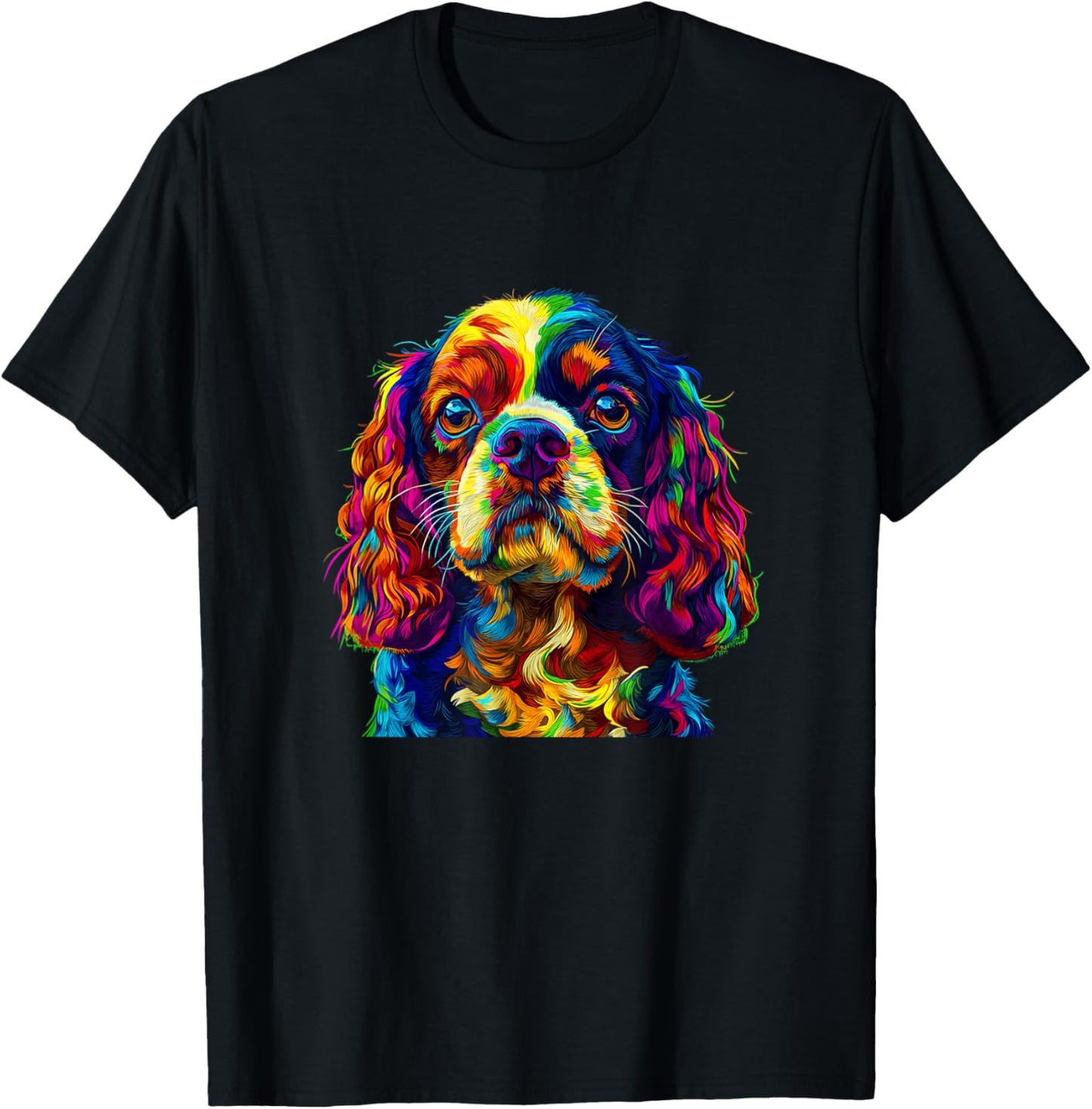 Cavalier King Charles Spaniel Dog Colorful Face Dog Lover T-Shirt