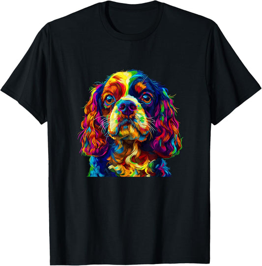Cavalier King Charles Spaniel Dog Colorful Face Dog Lover T-Shirt