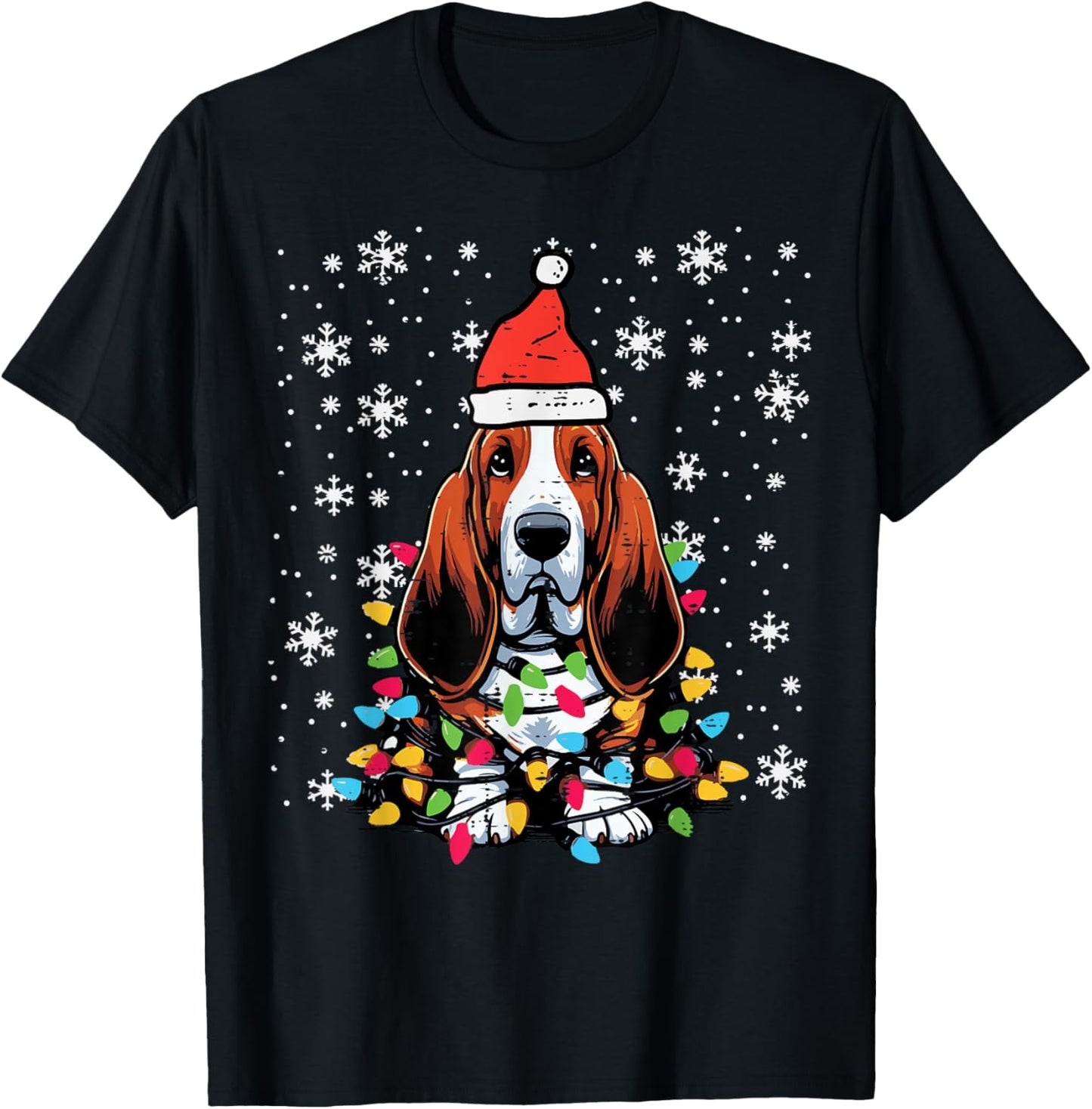 Christmas Basset Hound Cute Xmas Dog Owner Men Women Kids T-Shirt