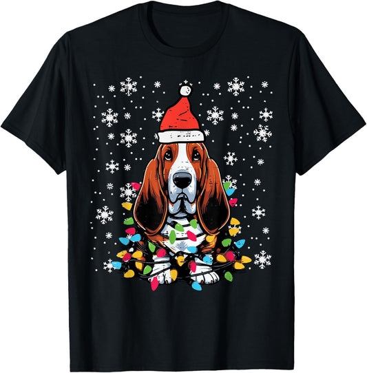 Christmas Basset Hound Cute Xmas Dog Owner Men Women Kids T-Shirt