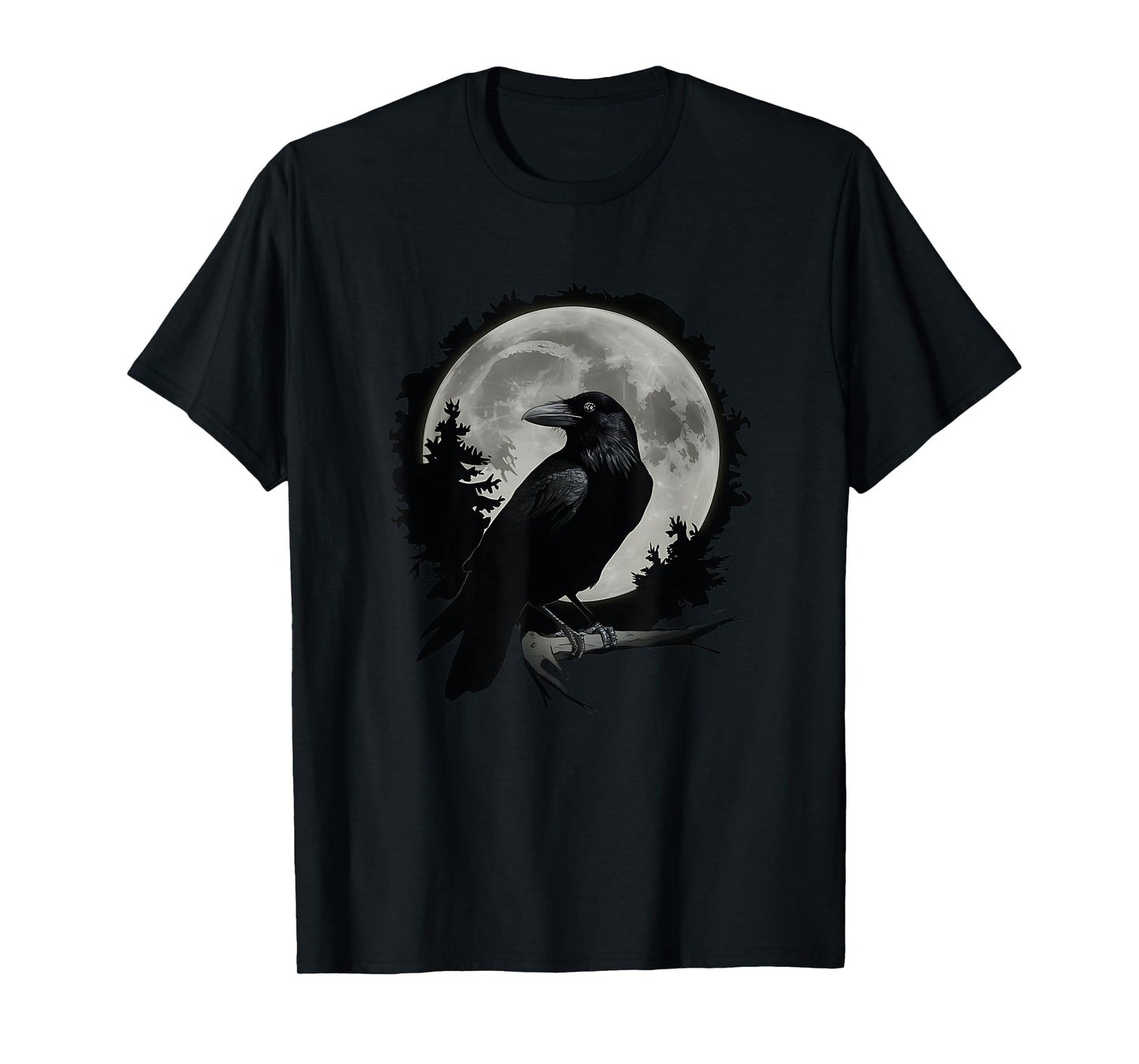 Full Moon Raven Women Men Kid Black art Black Bird Crow Moon T-Shirt