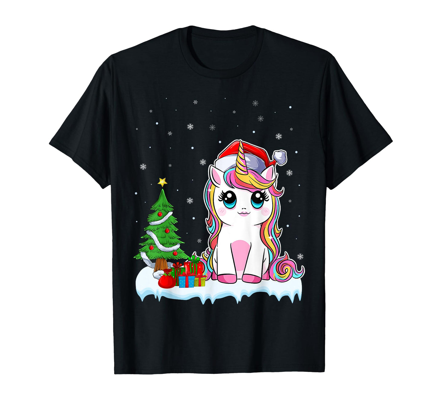 Unicorn Christmas For Girls Kids Santa Unicorn Xmas Tree T-Shirt