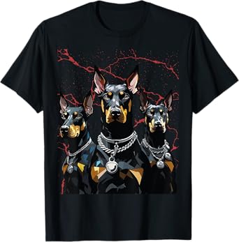 Doberman & Giftideas Doberman Dogs T-Shirt - Unisex-Adults/Kids - Black - Short Sleeve - Classic Fit - Cotton/Polyester - Small