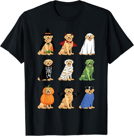 Golden Retriever Dog Halloween Funny Costume Ghost Monster T-Shirt