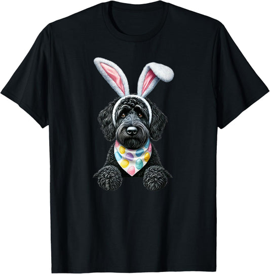 Easter Dog Bunny Spring Goldendoodle Dog Easter Egg Hunting T-Shirt