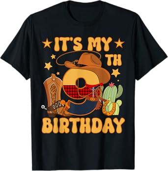 It's My 9th Birthday Cowboy Rodeo Horse 9 Year Old Bday Boy T-Shirt