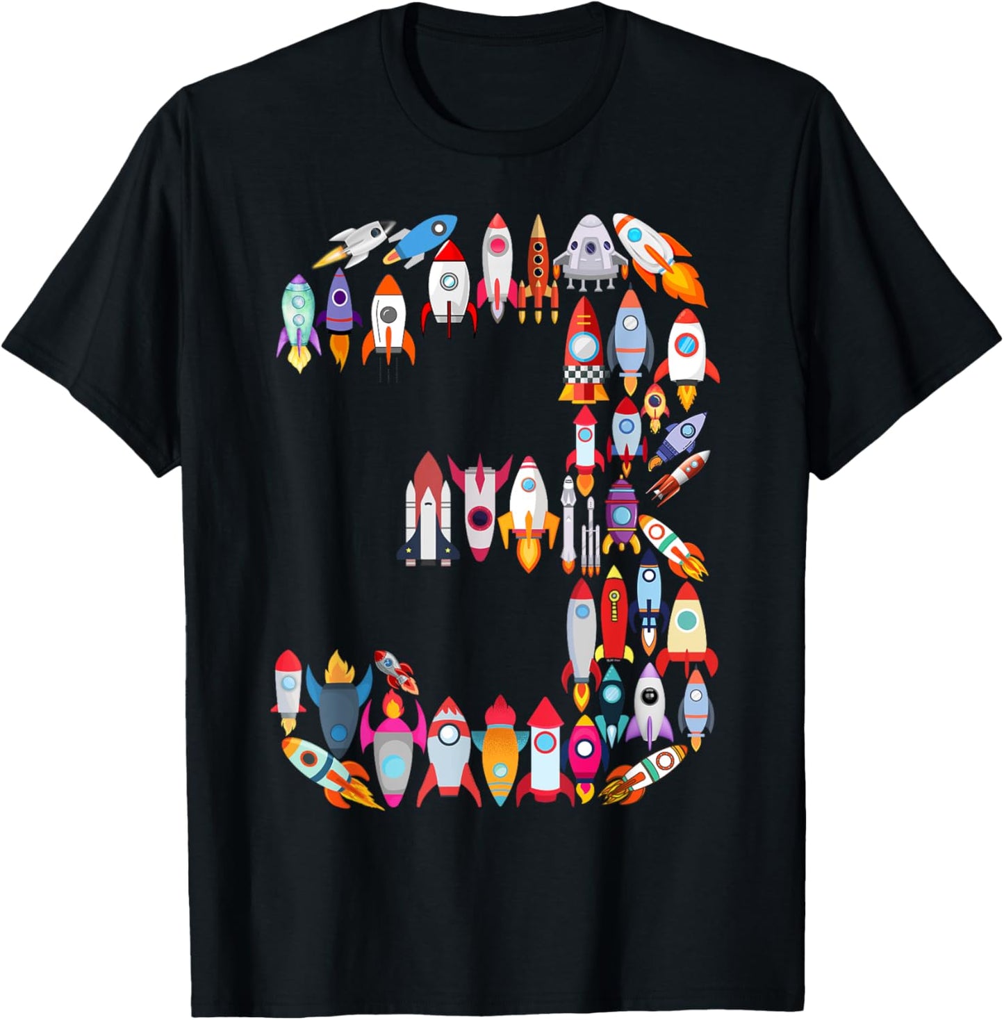 Kids 3rd Birthday Space Rocket Themed 3 Year Old Toddler Boy T-Shirt