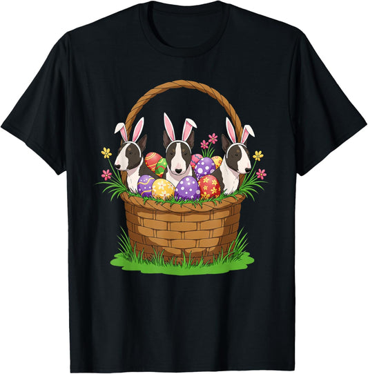 Bull Terrier Bunny Easter Basket Egg Easter Day Womens Mens T-Shirt