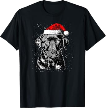 Labrador Retriever Santa Claus Hat Merry Christmas Dog X-Mas Men Women Kids T-Shirt