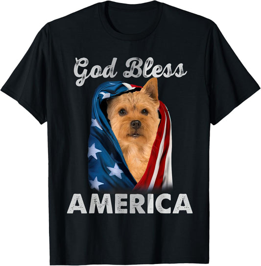 Norwich Terrier Dog American USA Flag 4th of July Dog Lover T-Shirt