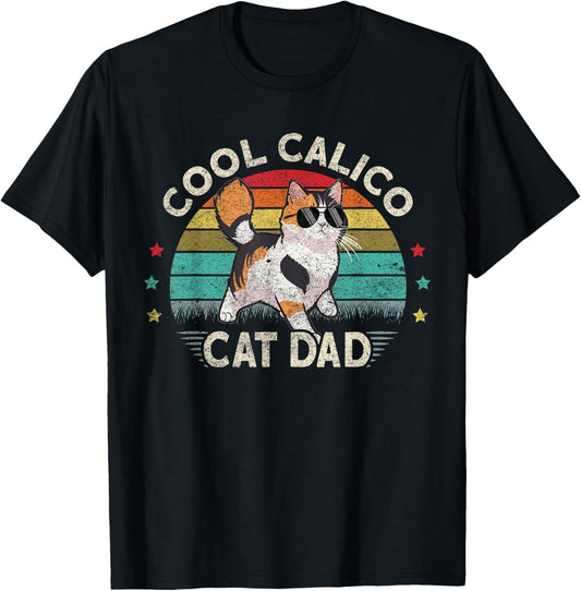 Caliby Father Cool Calico Dad Male Outfit Dilute Calico Cat T-Shirt