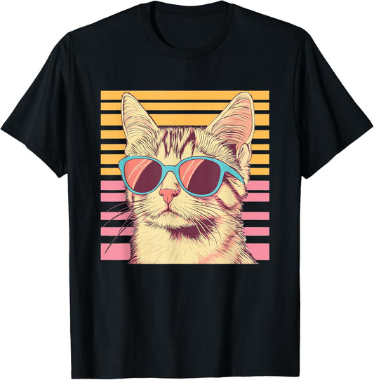 Retro Cat With Sunglasses I Kids Cat T-Shirt