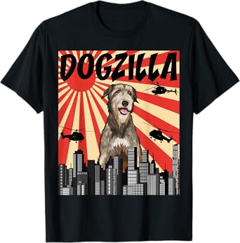 Funny Retro Japanese Dogzilla Irish Wolfhound T-Shirt