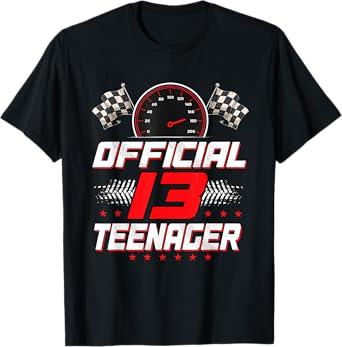 Official Teenager 13th Birthday Racing Car 13 Years Old Boy T-Shirt