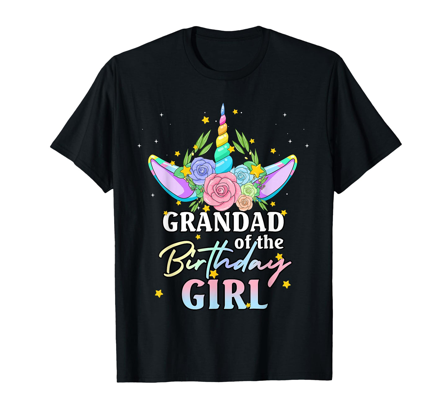 Grandad of the Birthday Girl Unicorn Rainbow Matching Family T-Shirt