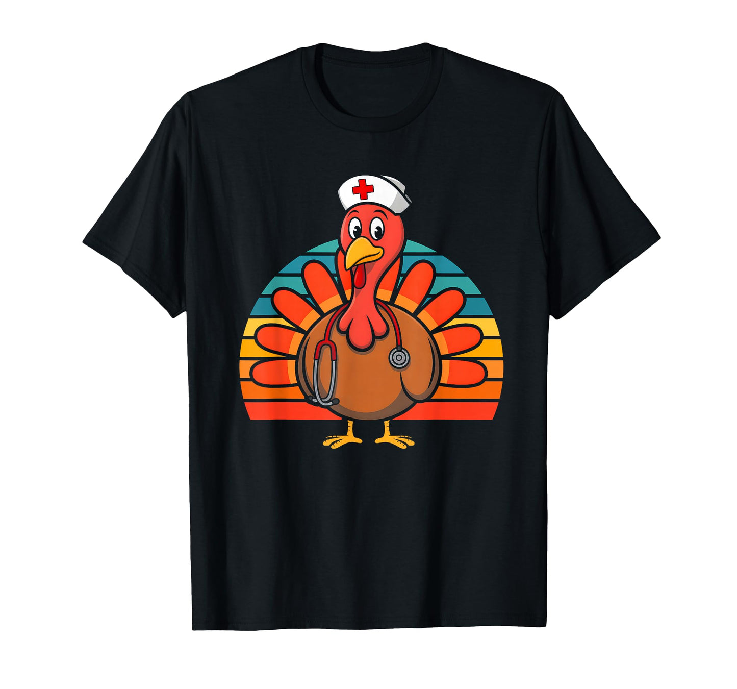 Thanksgiving Fall Autumn Scrub Tops Nursing Turkey Nurse T-Shirt