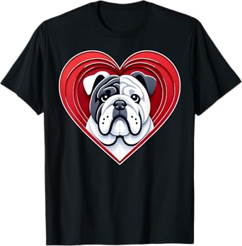 English Bulldog Heart Cute Puppy Dog Lover or Pet Owner T-Shirt for Men Women Girls Kids