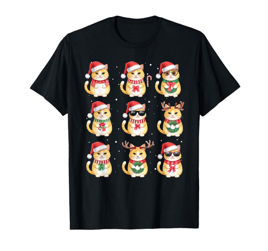 Cat Christmas Lights Funny Cats Lover Animal Pajama T-Shirt
