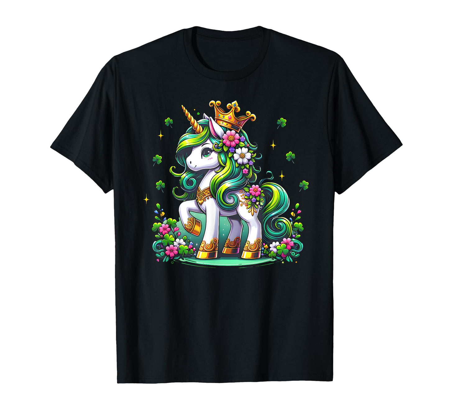 Cute Unicorn Shamrock St Patricks Day Girls Kids Lepricorn T-Shirt